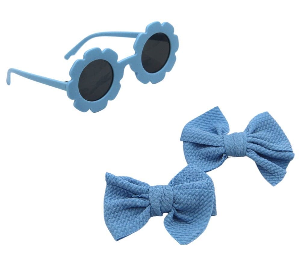 D'Daniela Blue Glasses and Bow Barrette Set for Girls - Image 1