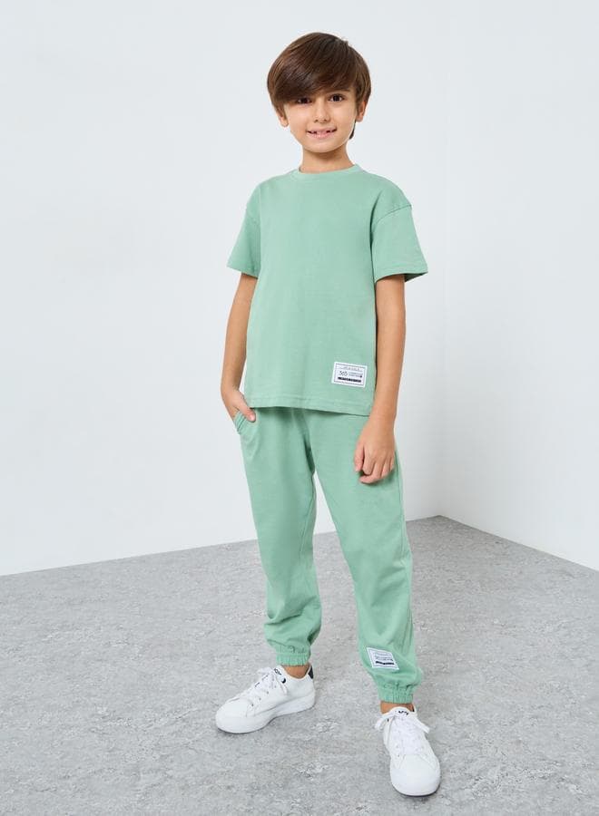 Styli Boys Green Cotton T-Shirt and Joggers Set - Image 1