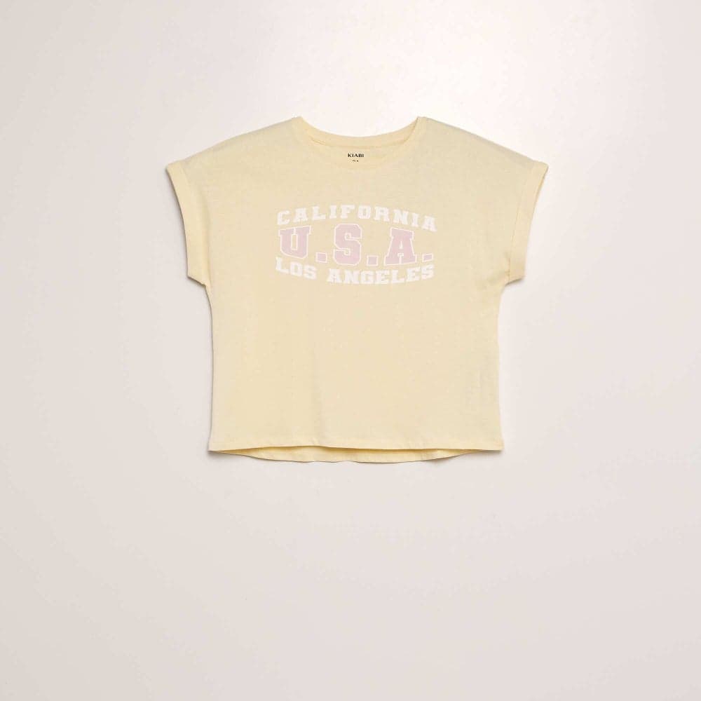 Girls White Short-Sleeved Printed T-Shirt - Image 1