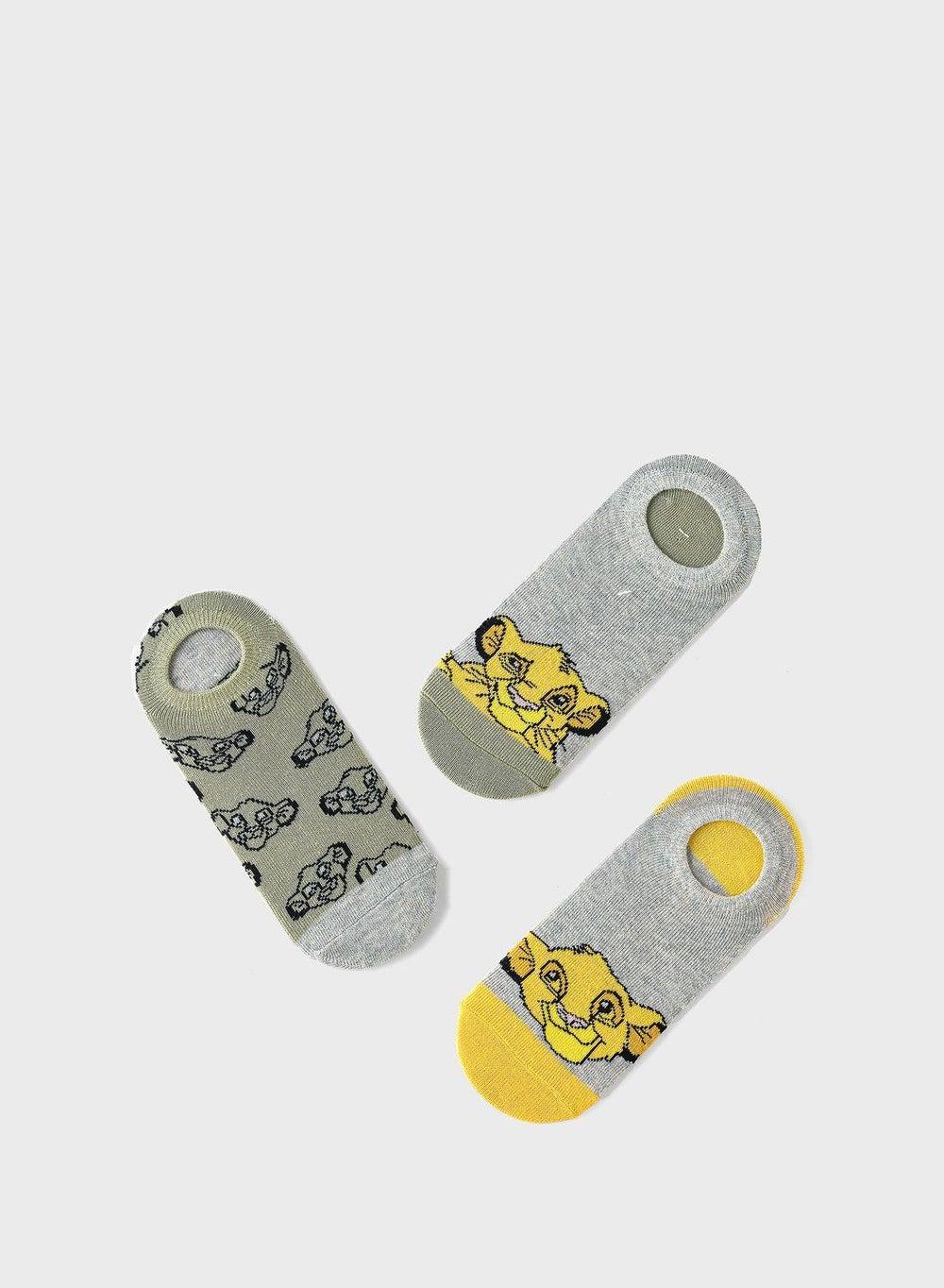 Kids The Lion King Ankle Board Socks 3 Pair Pack - Image 1
