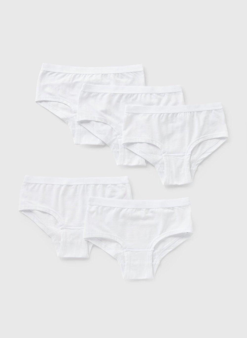 Girls 5 Pack White Hipster Knickers - Image 1