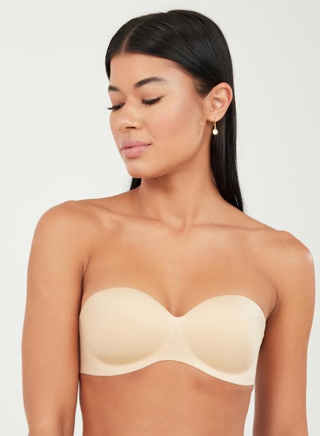 Strapless Non-Wired Push-Up Bra with Interchangeable Back Straps - Image 1