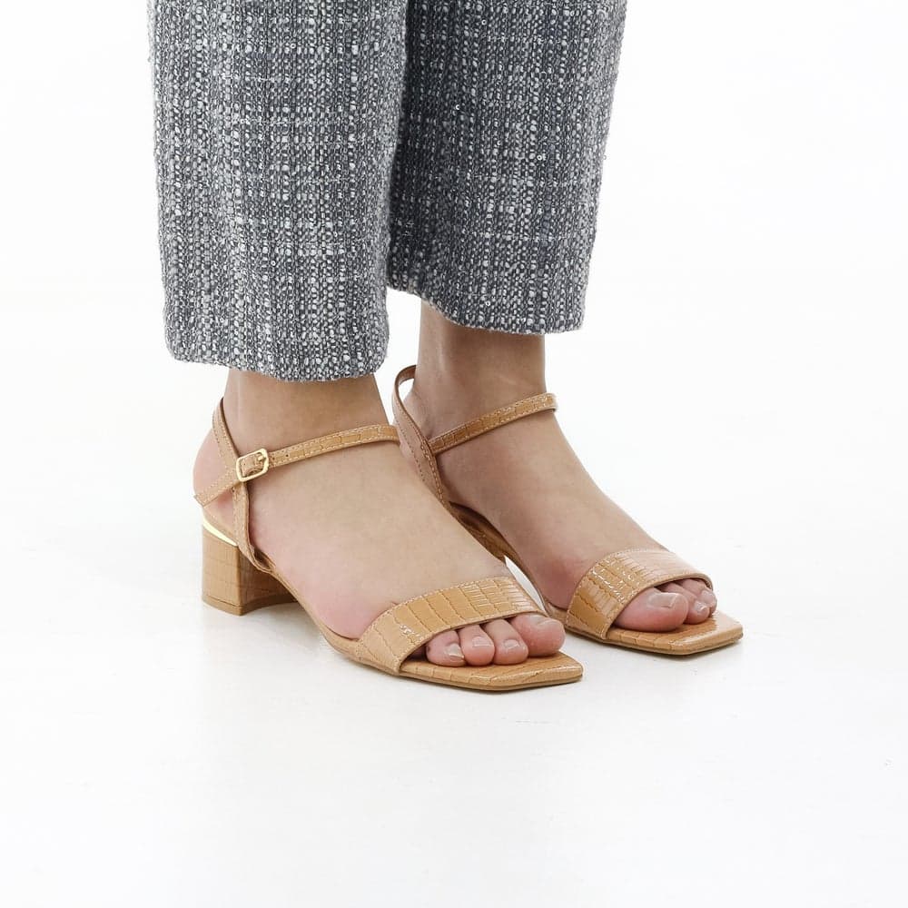 BRISA BLOCK 4.5CM Croco One Band Heeled Sandal - Image 1