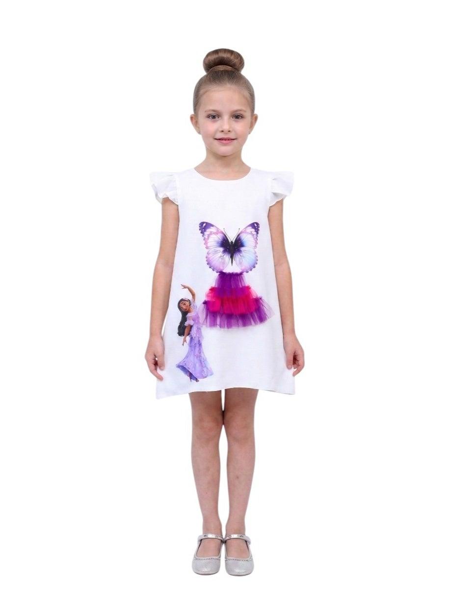 Printed Sleeveless Dress with Butterfly and Character Print - Image 1