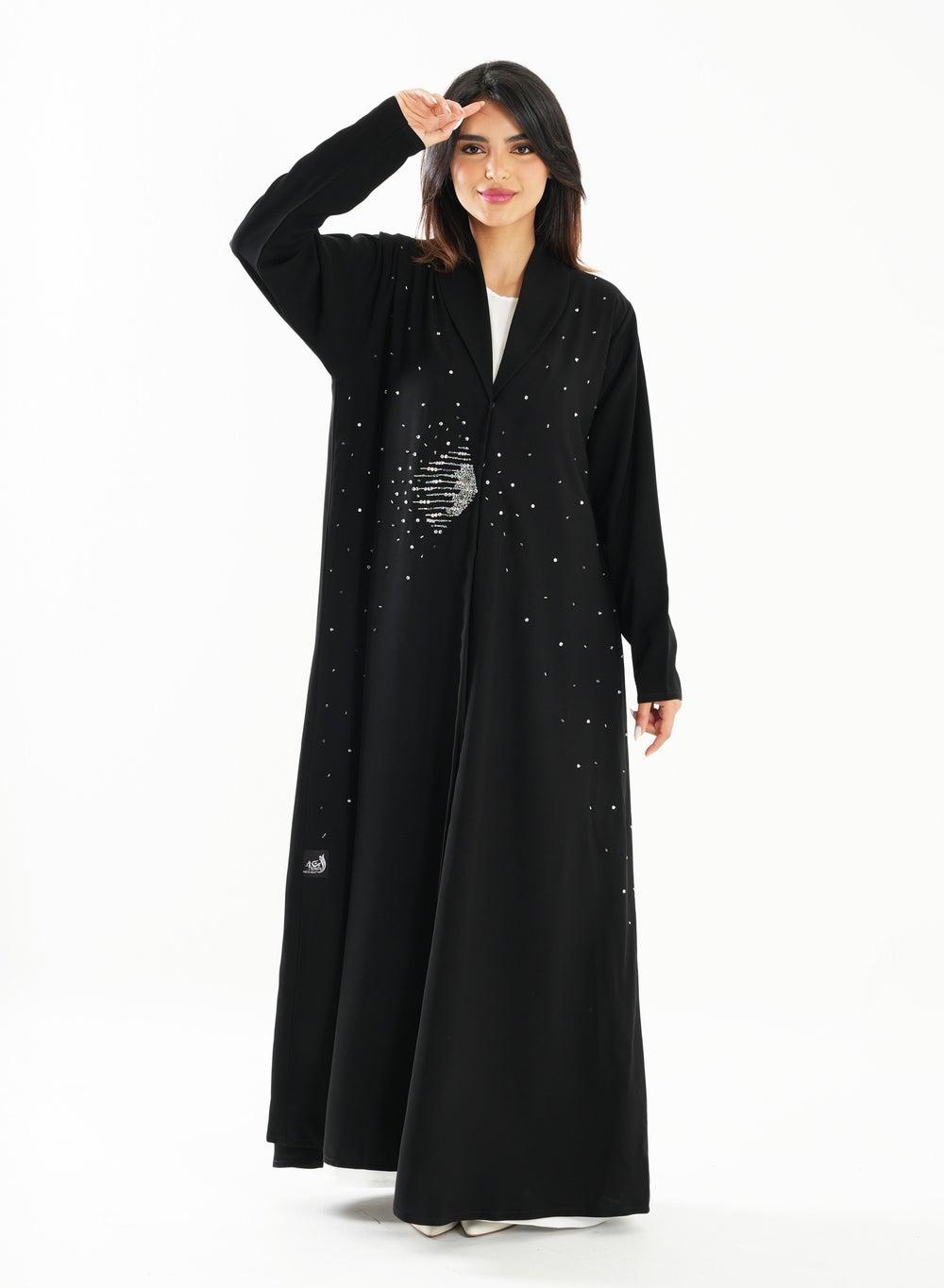 Elegant Embroidered Open Abaya with Long Sleeves - Image 1