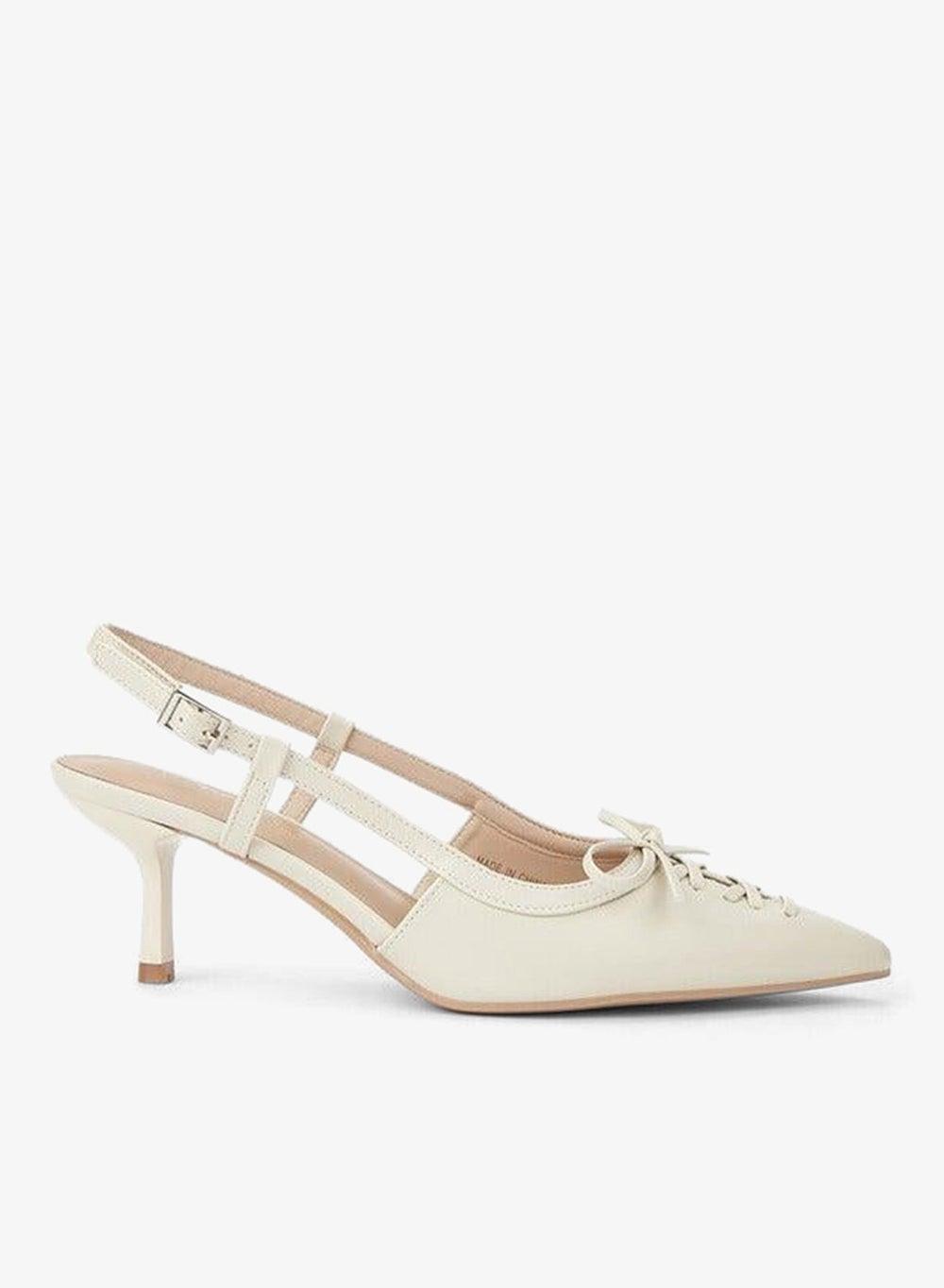 Bow Accent Kitten Heel Pumps with Buckle Closure - Image 1