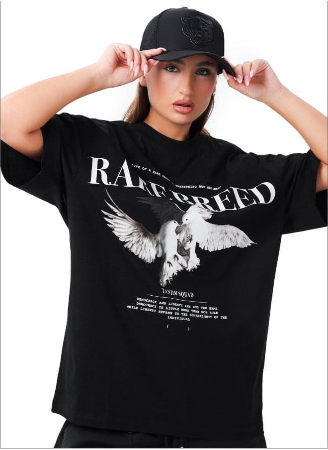 TANJIM SQUAD Rare Breed Women's Black Oversized T-Shirt - Image 1