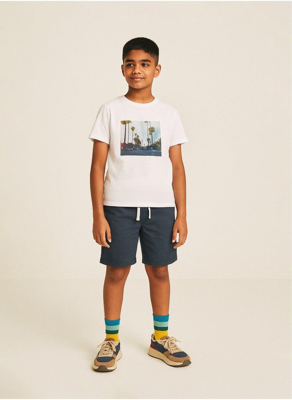 Boys Grey Poplin Pull-On Shorts - Image 1