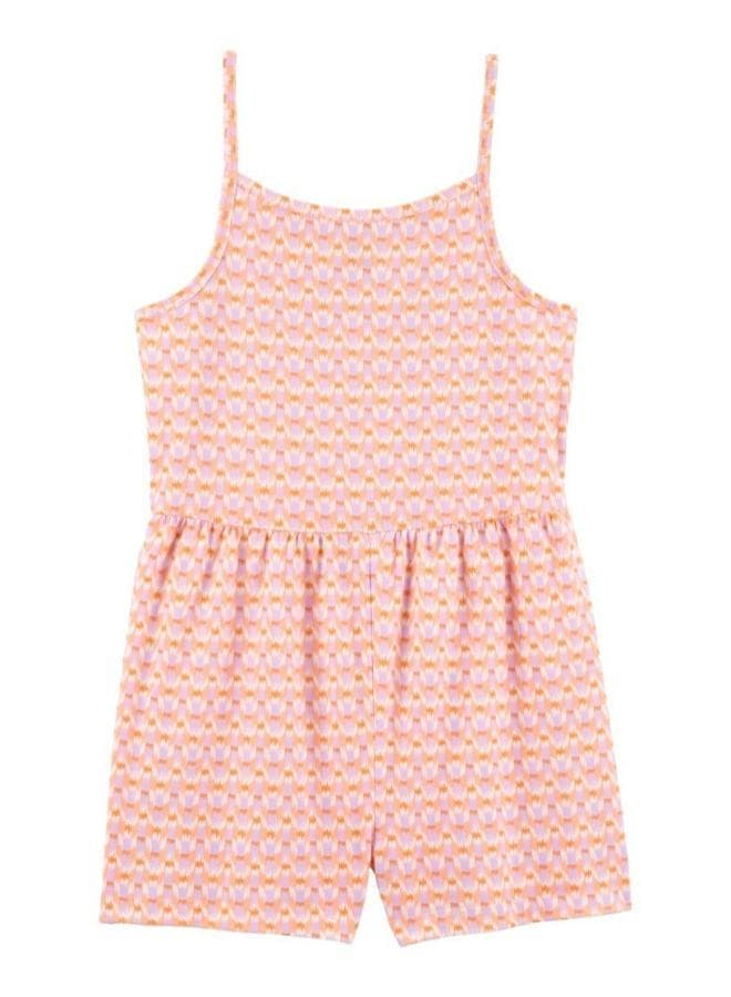 Kids Printed Cropped Cotton Sleeveless Jumpsuit - Image 1