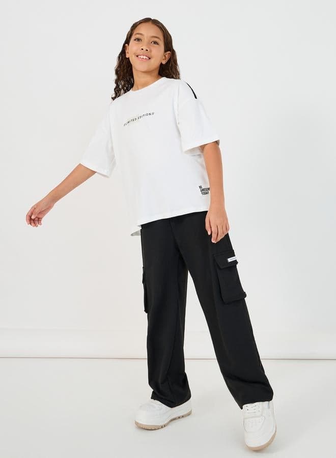 Slogan Print T-Shirt and Cargo Pants Co-Ord Set - Image 1