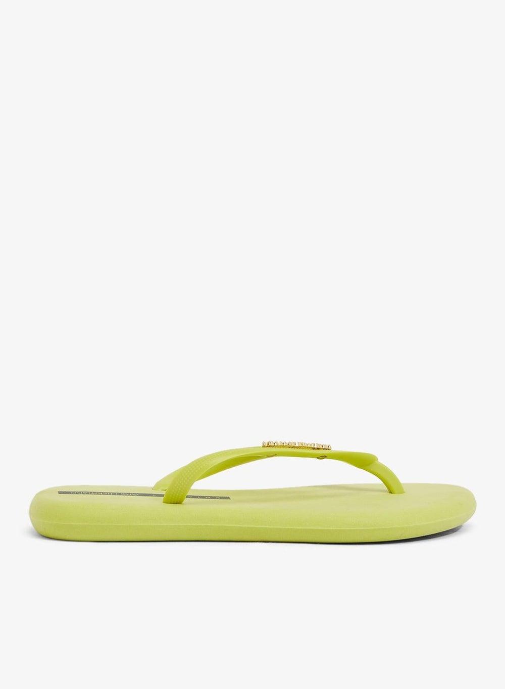 Yellow Women’s Boat Flip Flops with Brand Strap - Image 1
