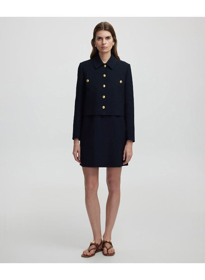 Regular Fit Buttoned Jacket with Structured Shoulder Pads - Image 1