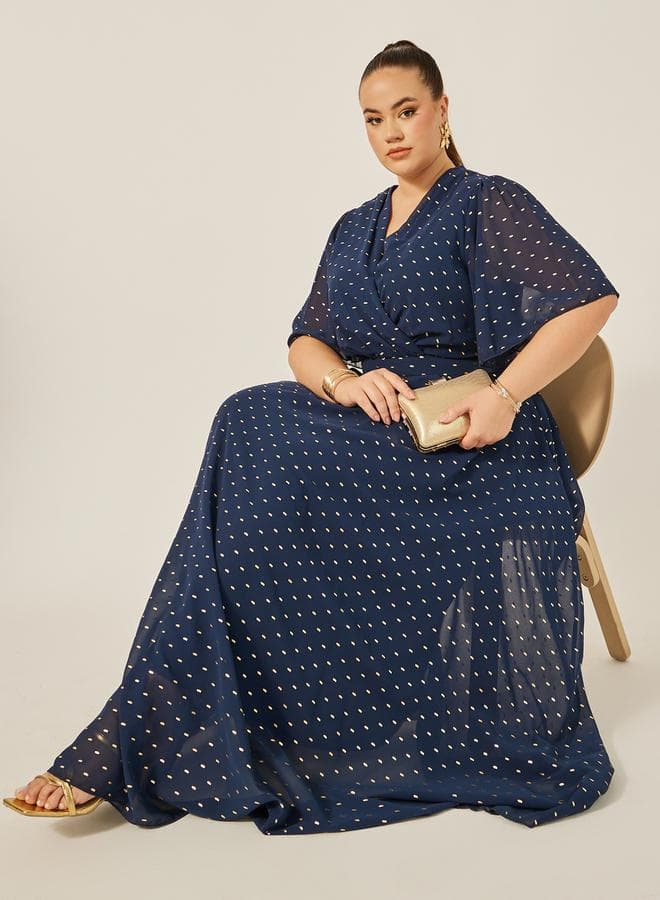 Polka Dot Wrap Maxi Dress - Image 1