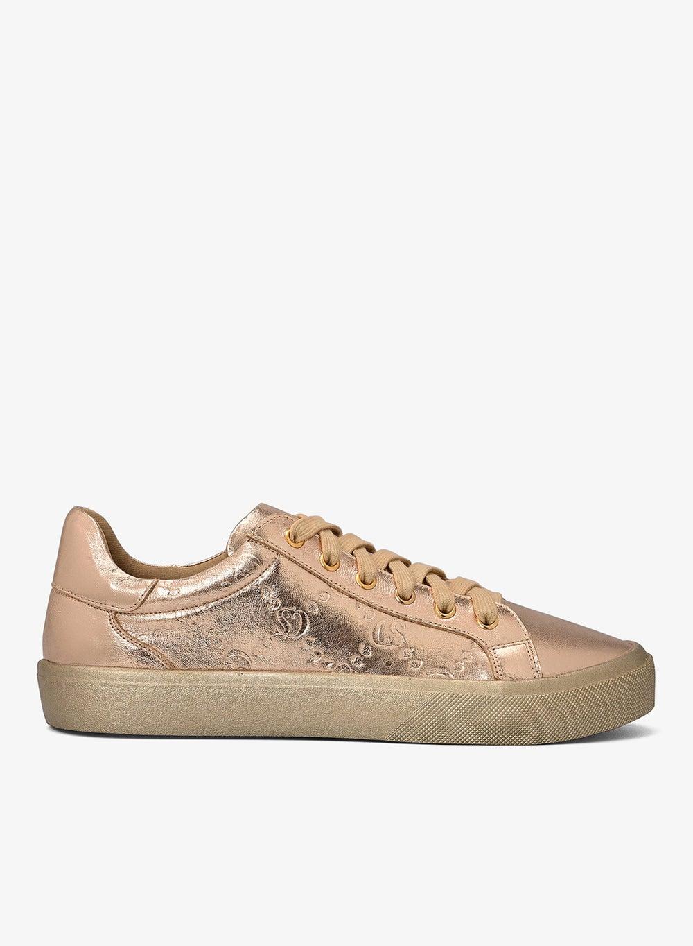 Golden Metallic Gold Low-Top Sneakers - Image 1