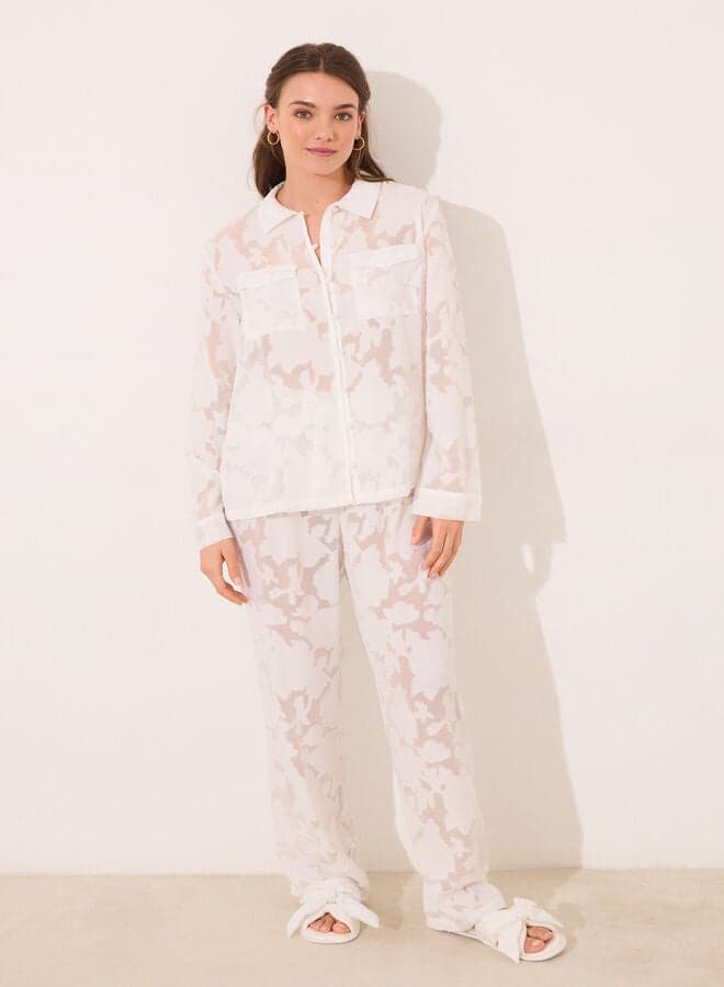 Long White Satin Pajama Shirt - Image 1