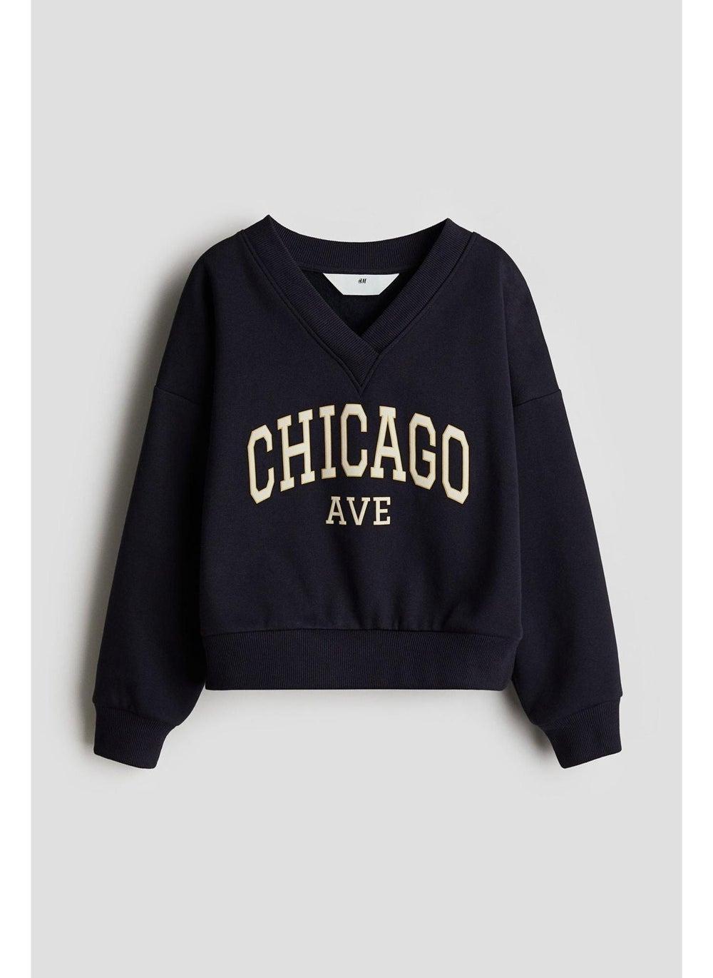 Girls V-Neck Oversized Sweatshirt - Image 1