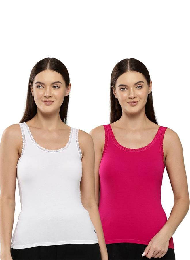 Leading Lady 2-Pack Cotton Lace Insert Camisole - Image 1