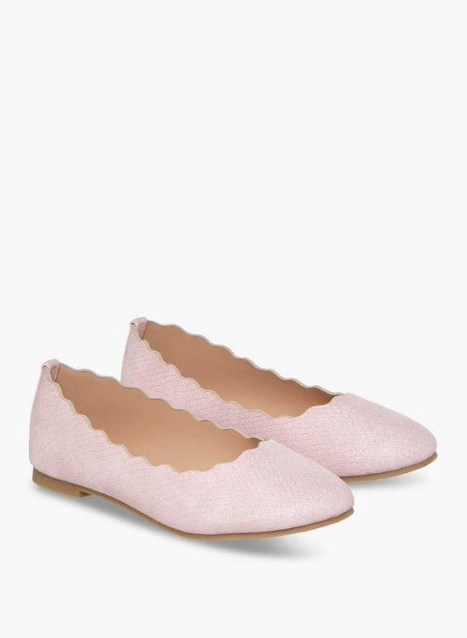 Textured Slip-On Ballerina Shoes for Girls - Image 1
