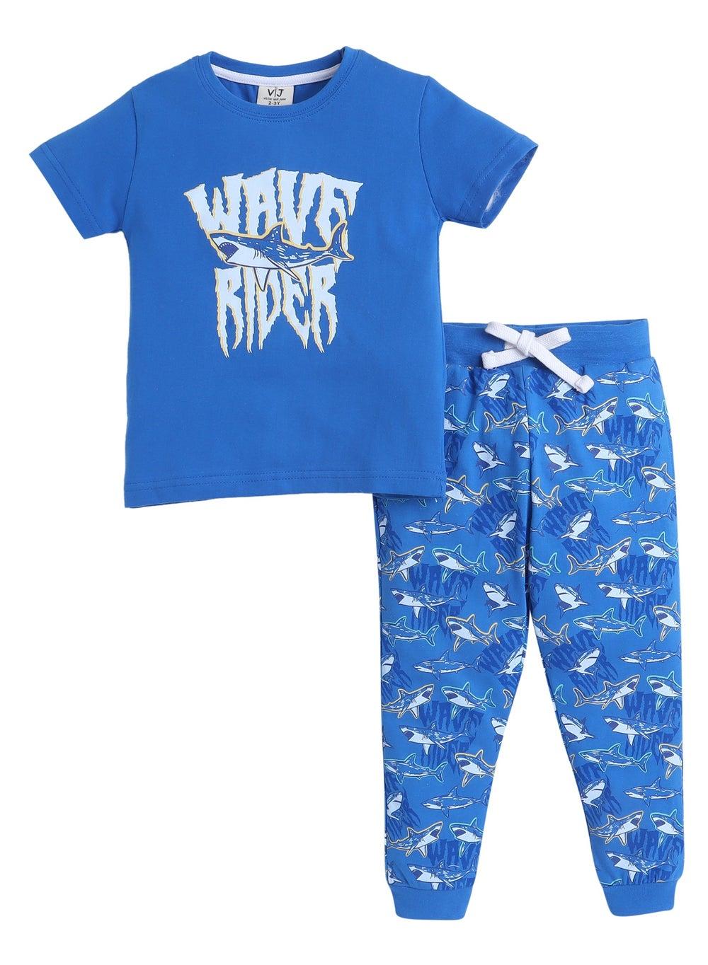 Victor and Jane Boys Printed Cotton Pyjama Set - Image 1