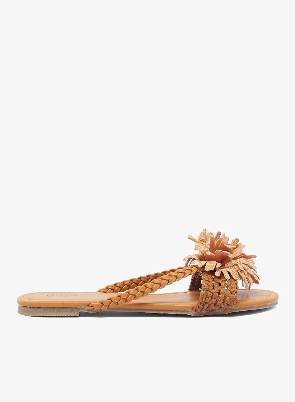 Floral Detail Crochet Flat Sandals - Image 1