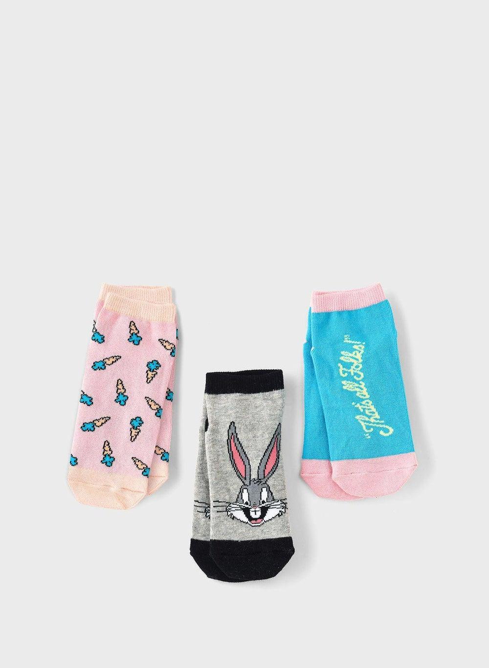 Kids Looney Tunes Ankle Socks 3-Pack - Image 1
