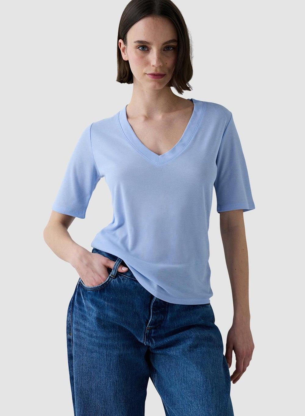 Penti Light Blue V Neck Regular Fit Modal T-Shirt - Image 1