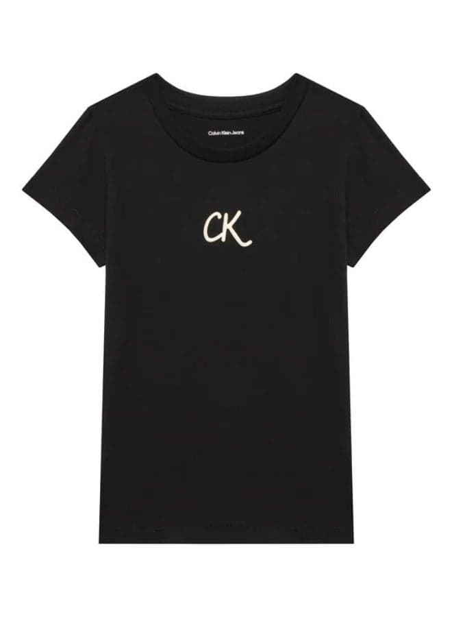 Kids Glitter Crew Neck T-Shirt by Calvin Klein Jeans - Image 1
