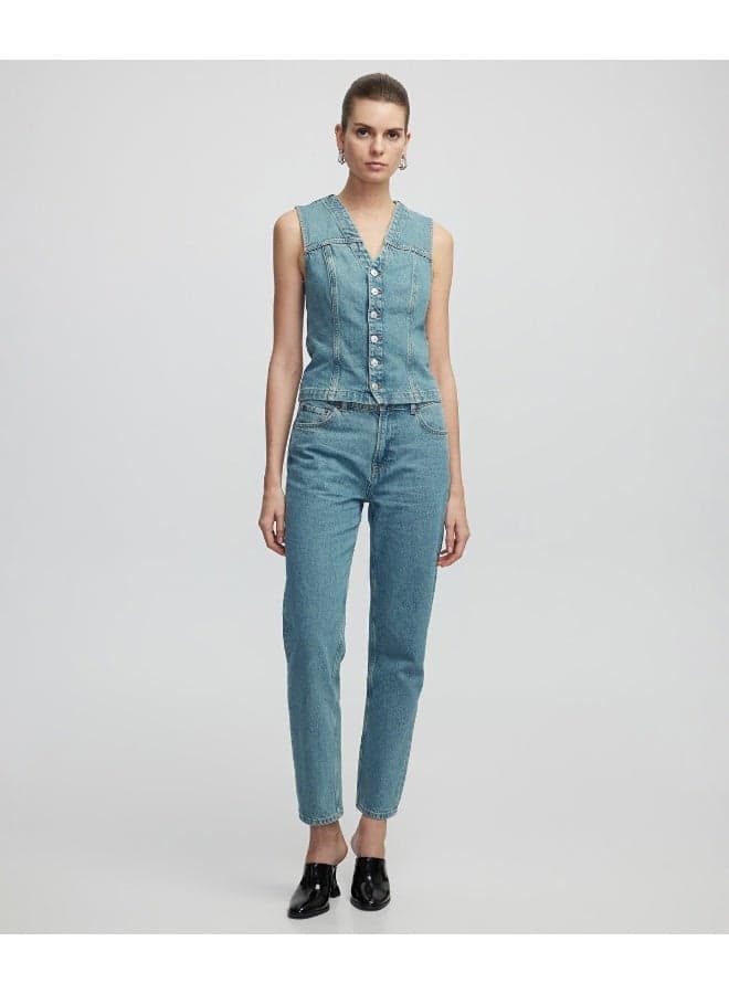 Slim Fit Denim Vest - Image 1