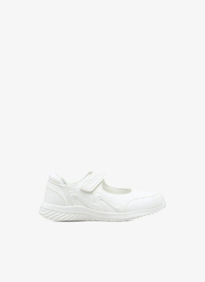 Girls' Textured School Shoes with Easy Hook and Loop Closure - Image 1