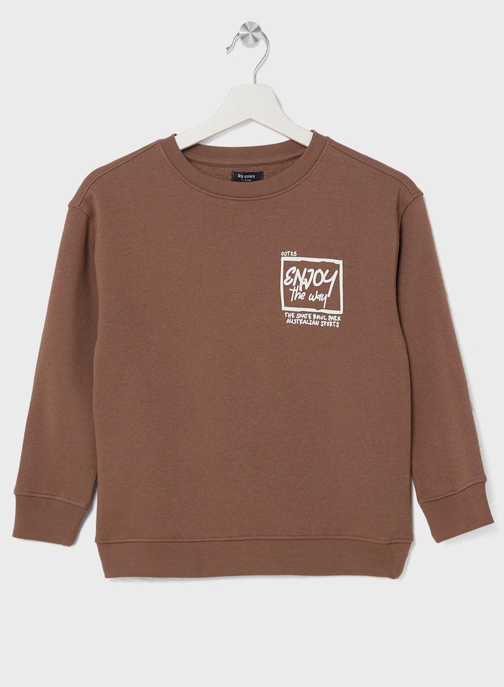 Boys Cotton Blend Sweatshirt with Chest and Back Print - Image 1