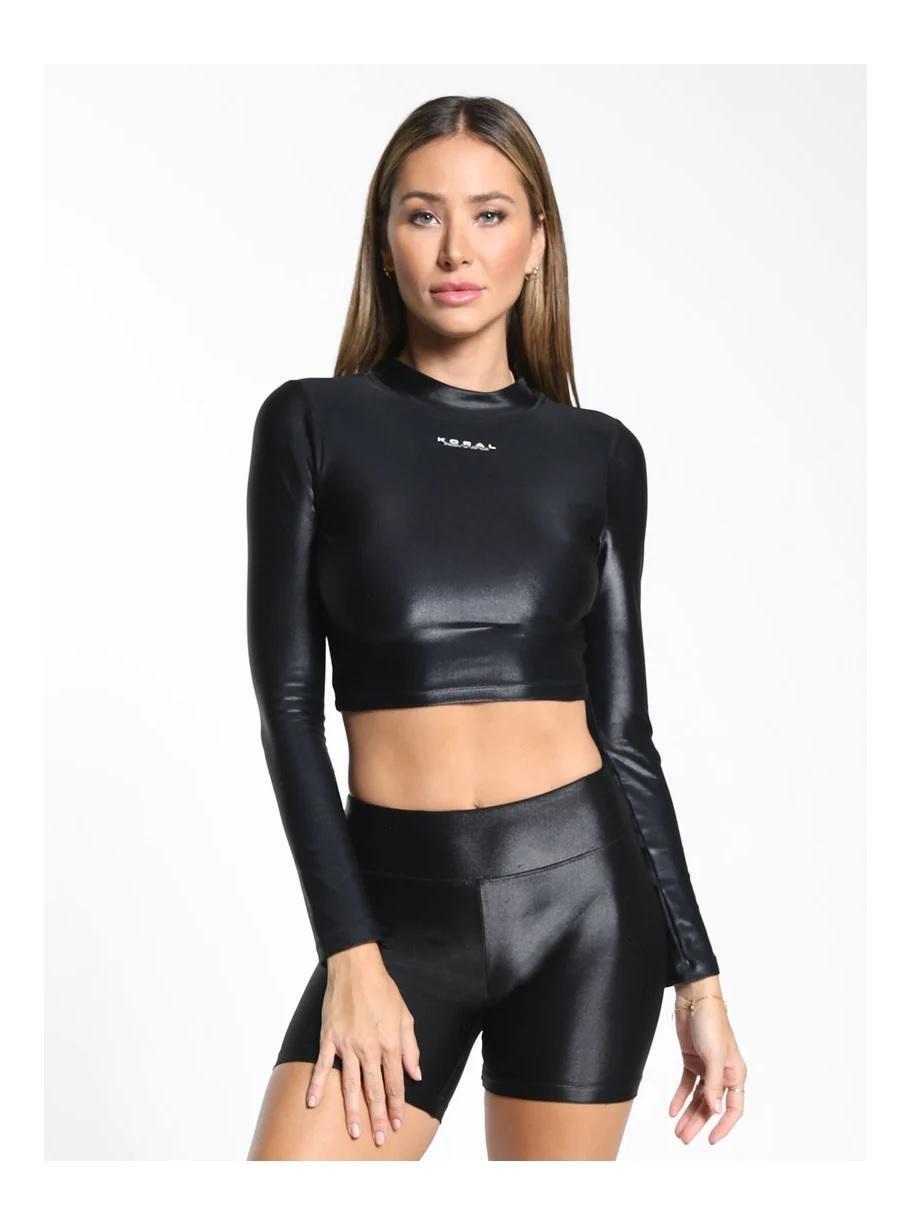 Koral Luca Infinity L/S Crop Top A6479S04-M-Blk - Image 1