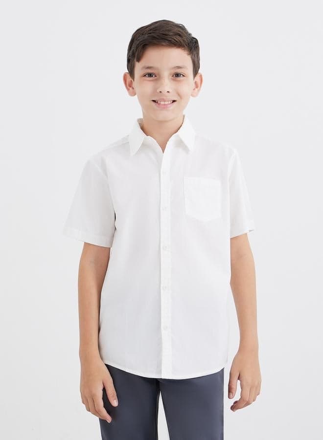Styli Teen White Short Sleeve Shirt with Pocket - Image 1