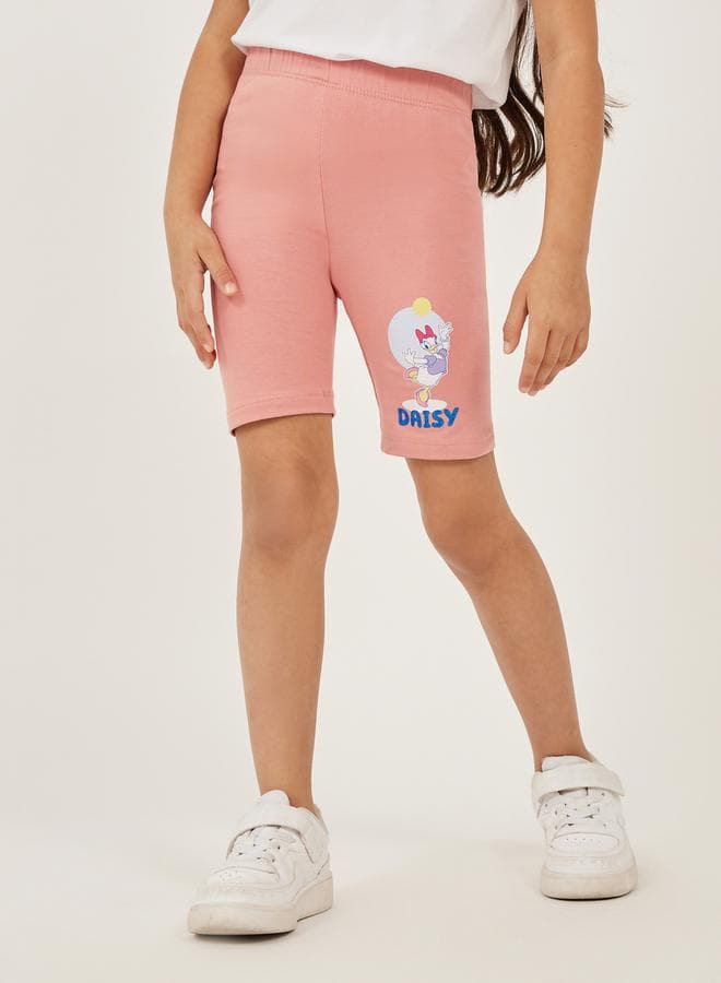 Minnie Print Girls Elastic Waistband Shorts - Image 1