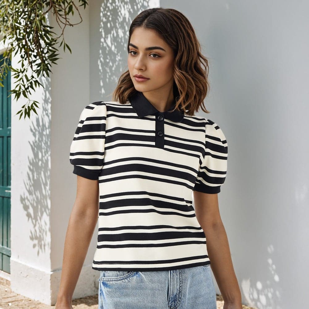 2Xtremz Striped Polo T-Shirt for Women - Image 1