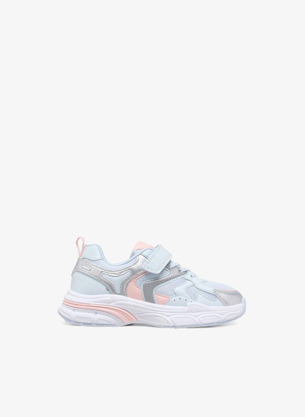 Girls Panelled Sneakers with Hook and Loop Closure - Image 1