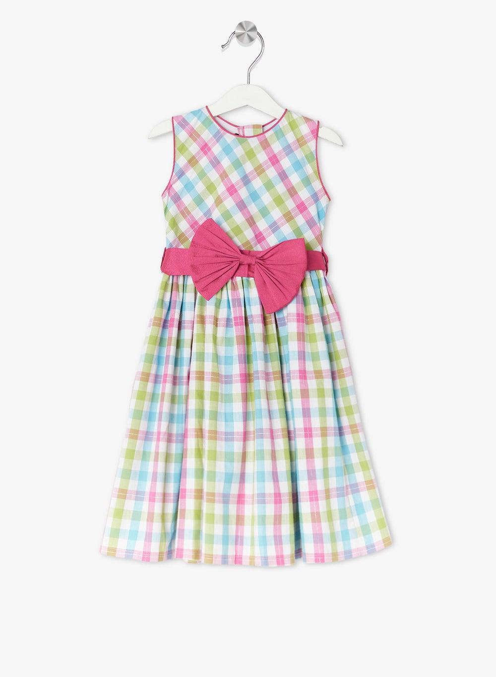 Plaid Bow Girls’ Dress - Image 1