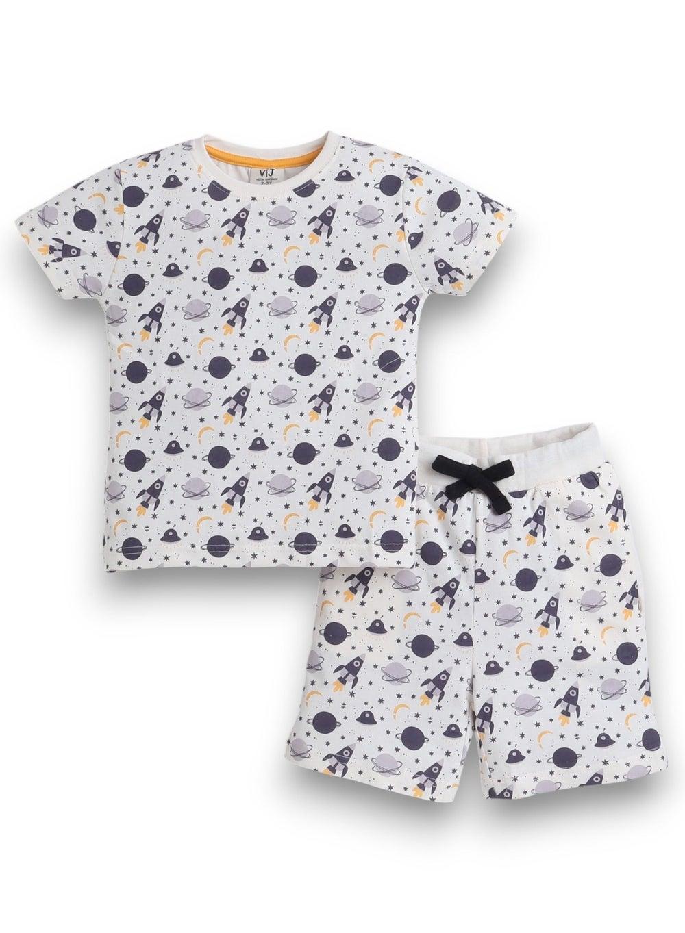 Victor and Jane All-Over Printed Cotton Pyjama Set - Image 1