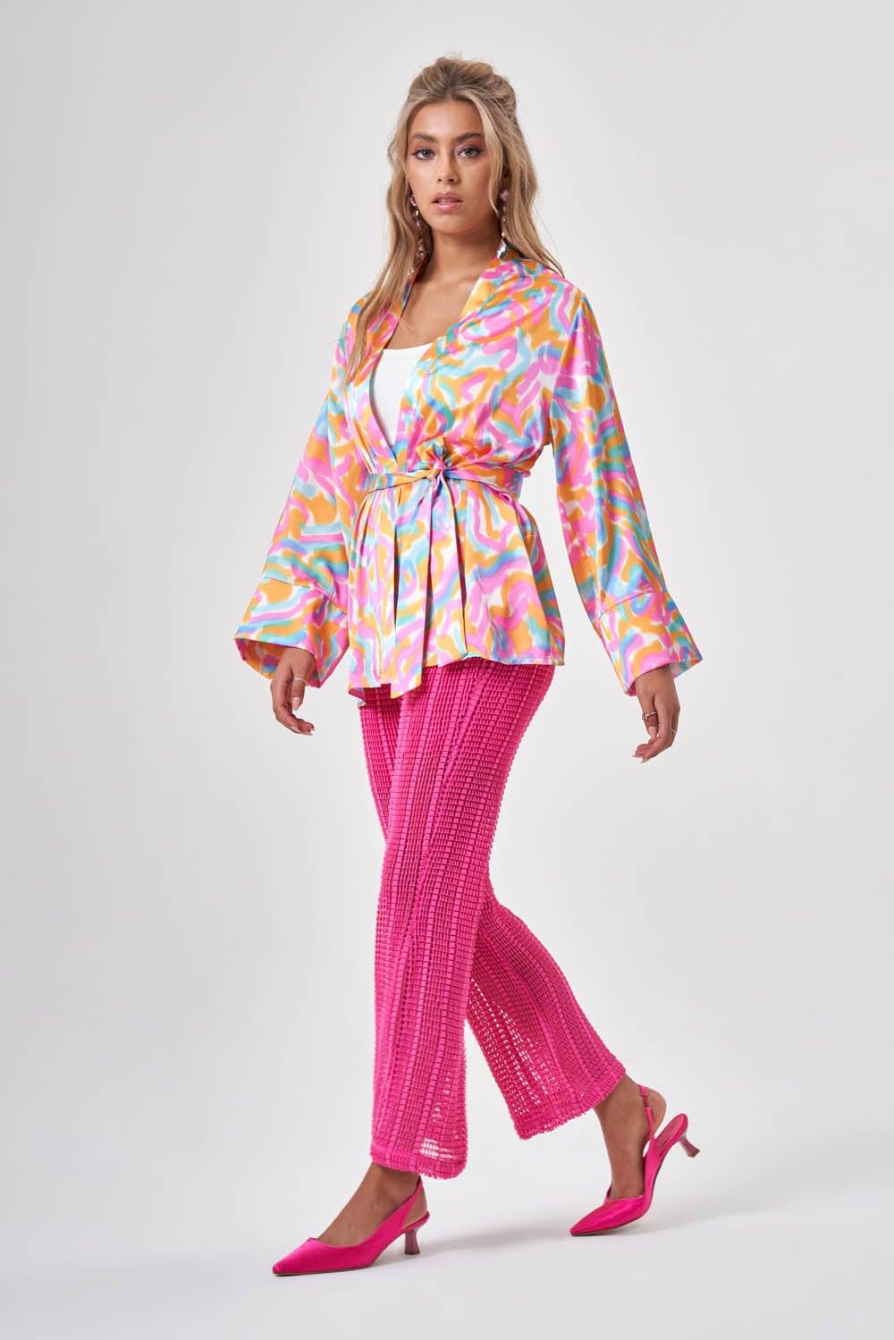 Satin Kimono Cardigan for Women - Image 1