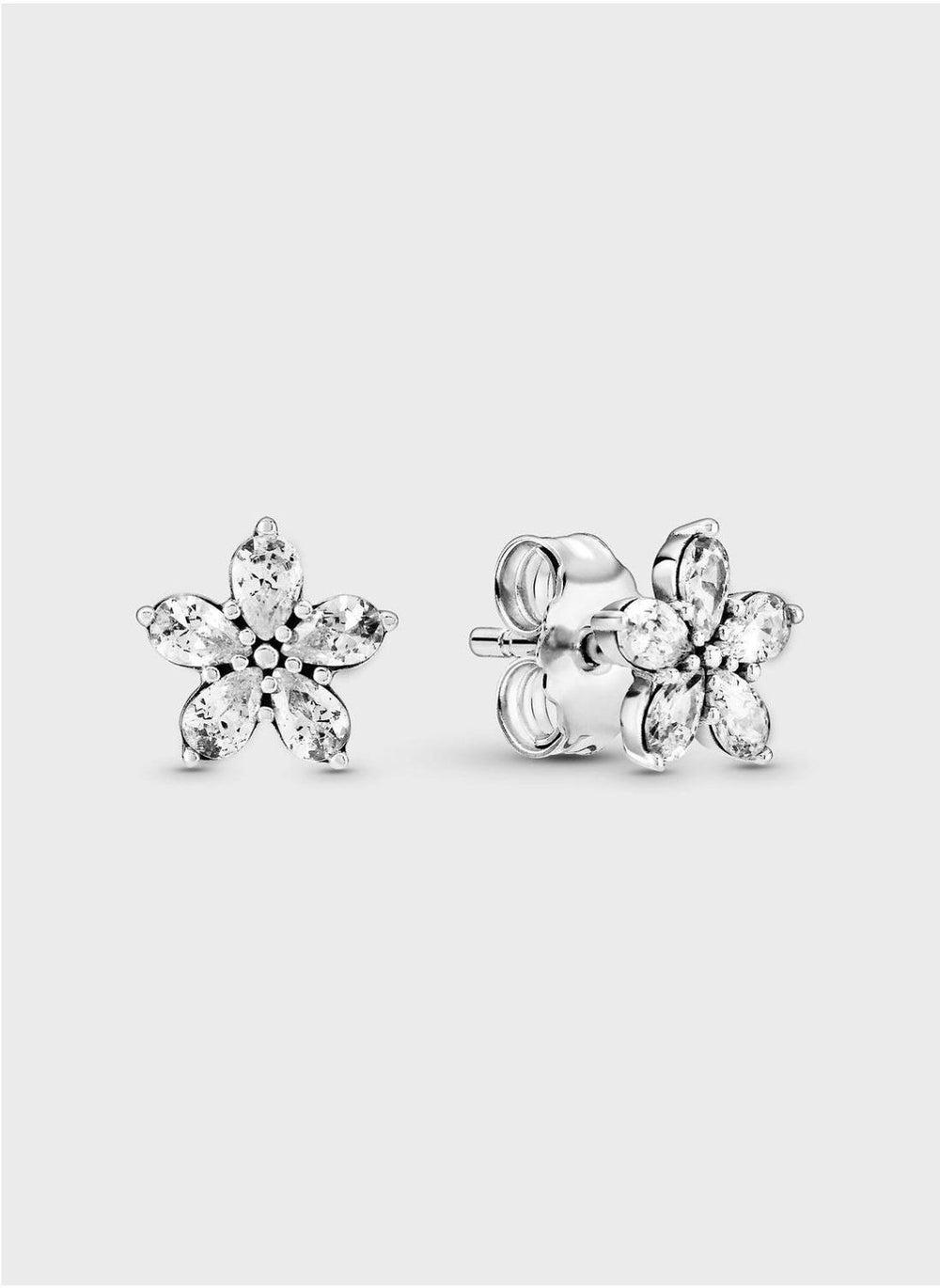 Sparkling Snowflake Sterling Silver Stud Earrings - Image 1