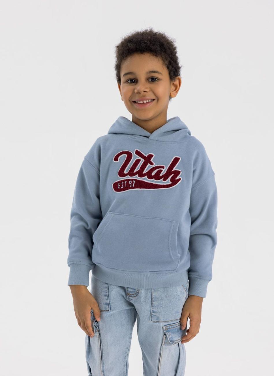 Blue Boys Oversized Hoodie with Kangaroo Pocket - Image 1