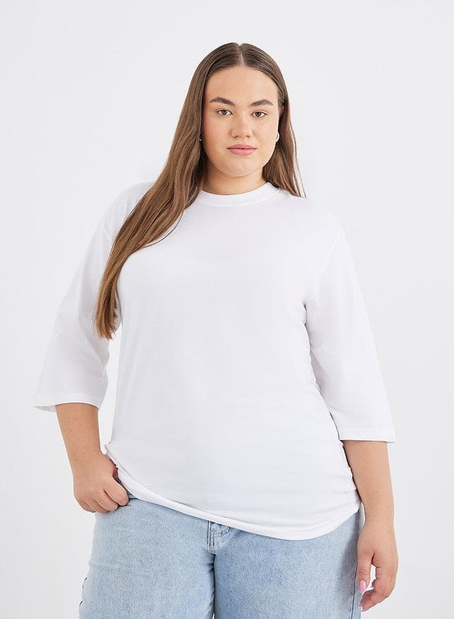 Styli Plus Size Graphic T-Shirt with Dropped Shoulder - Image 1