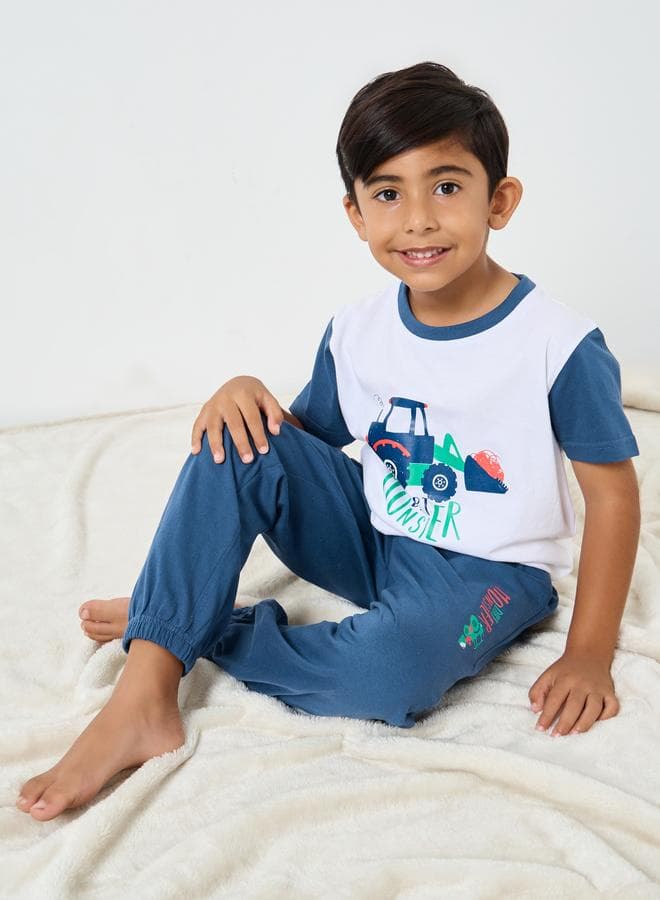 Styli Boys Graphic Print Short Sleeve T-Shirt Pyjama Set - Image 1
