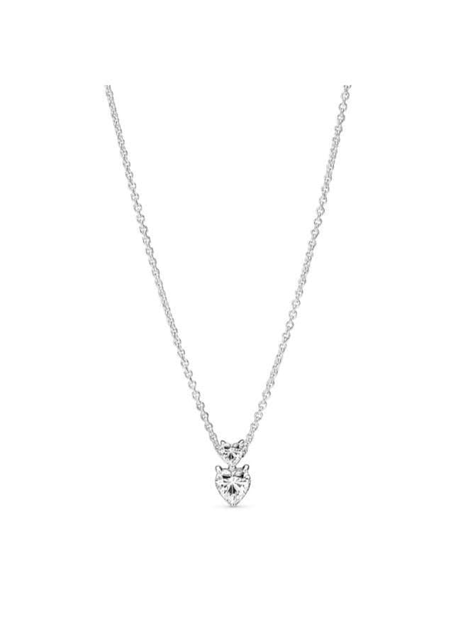 Heart Sterling Silver Necklace with Clear Cubic Zirconia - Image 1