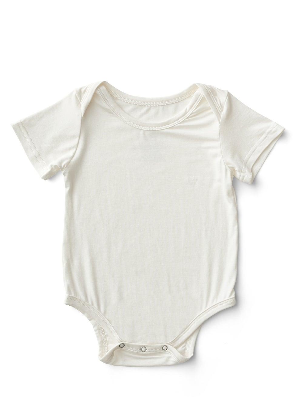 Organic Bamboo Spandex Bodysuit White 3-6 Months - Image 1