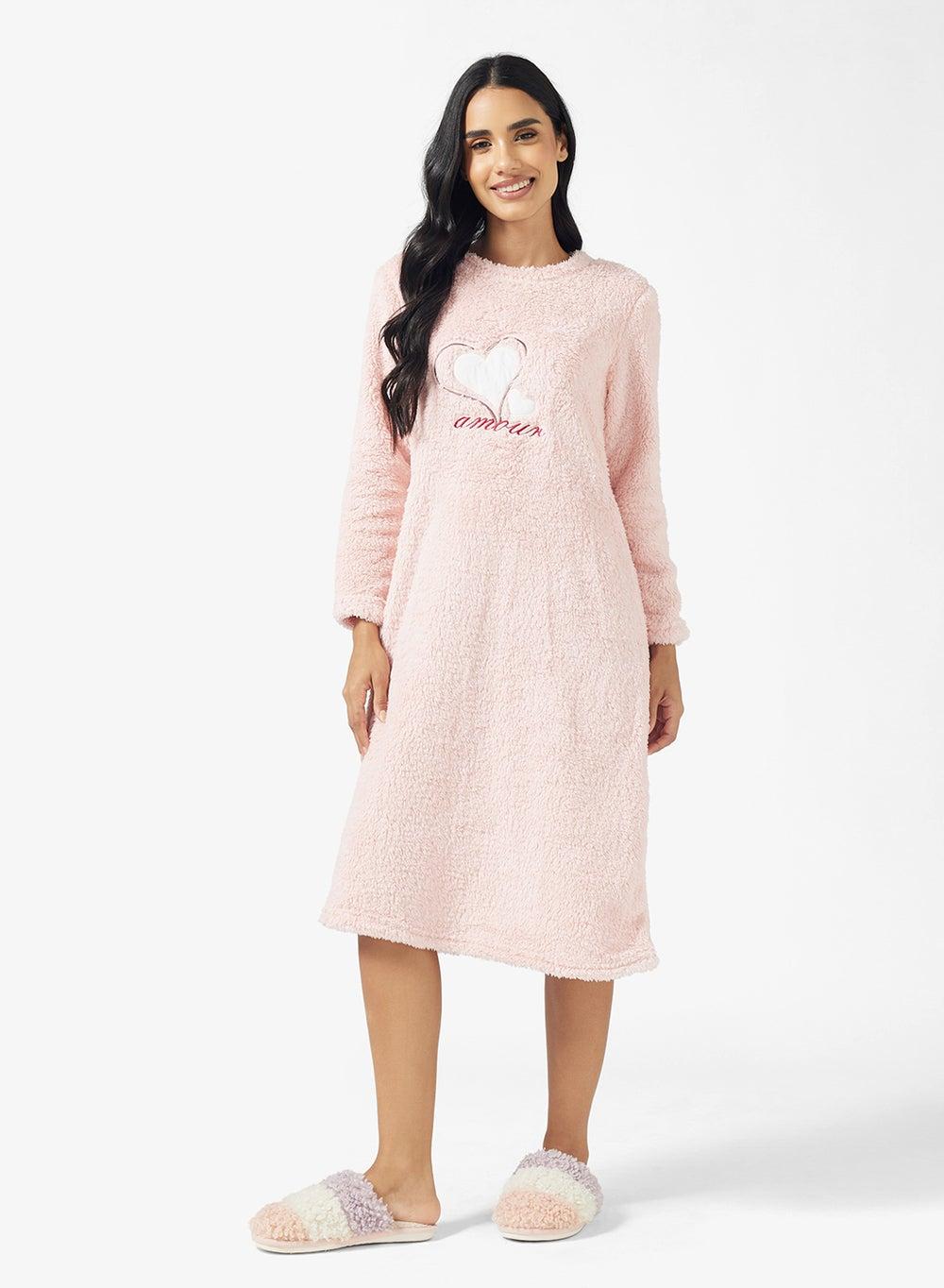 Cozy Fleece T-Shirt Night Dress - Image 1