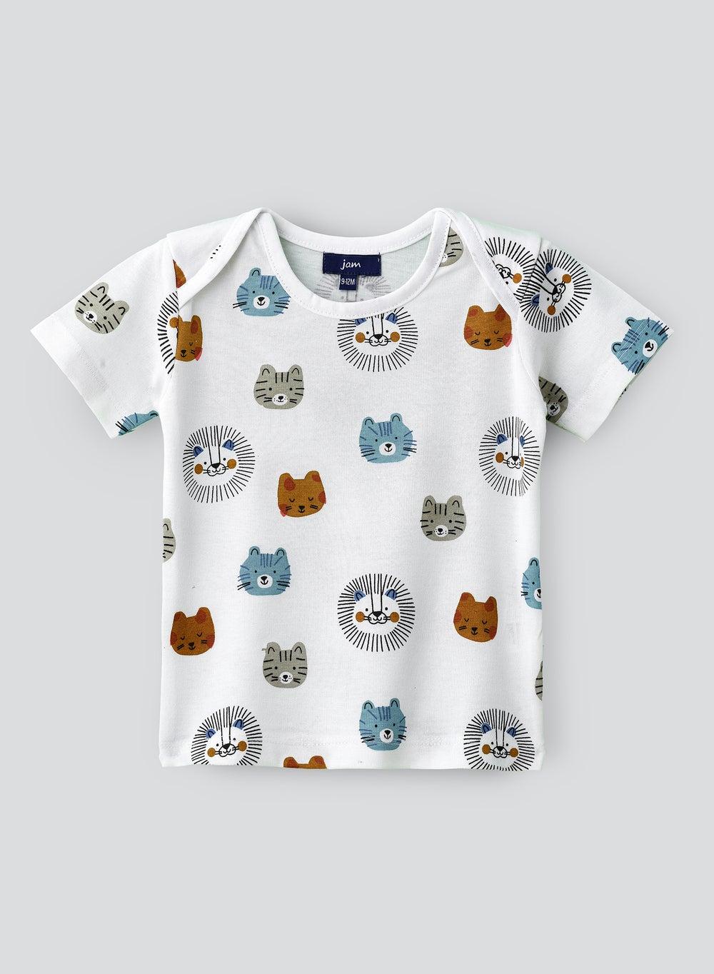 Cute Cubs Faces White Cotton T-Shirt for Boys - Image 1