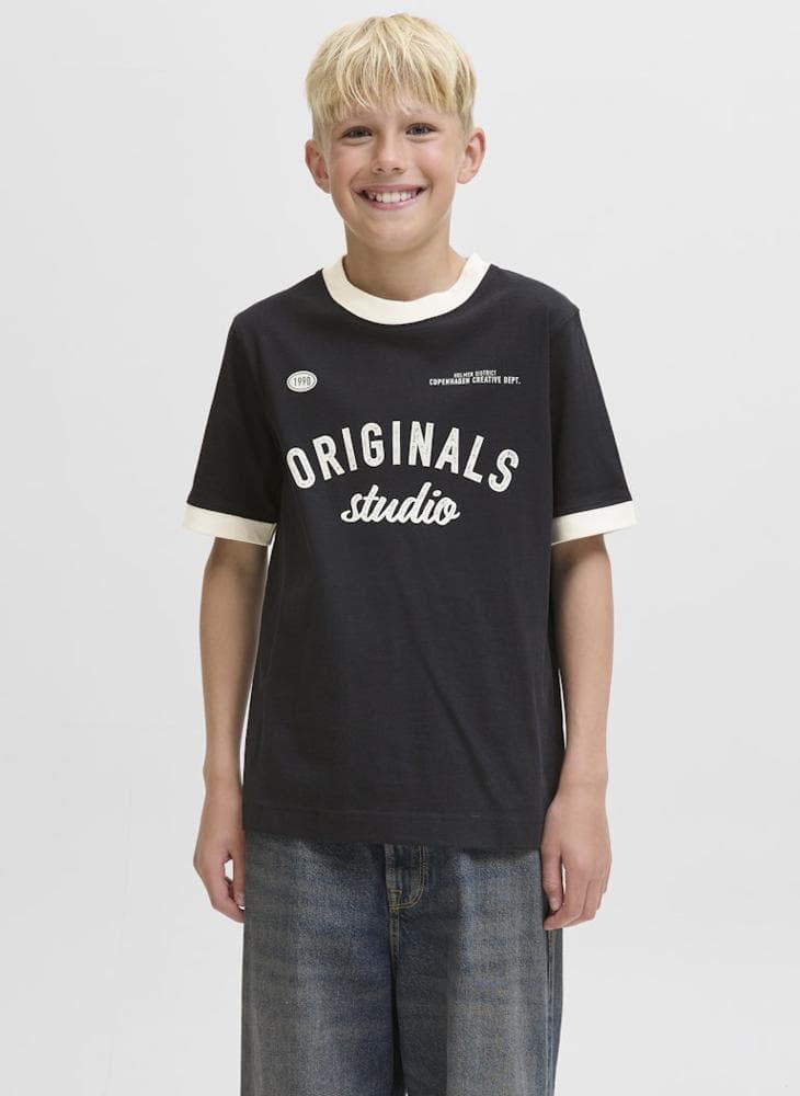 Youth Printed Crew Neck Cotton T-Shirt - Image 1