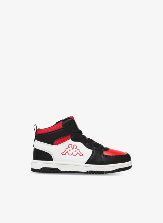 Boys' Panelled High Top Lace-Up Sneakers with Pull Tabs - Image 1