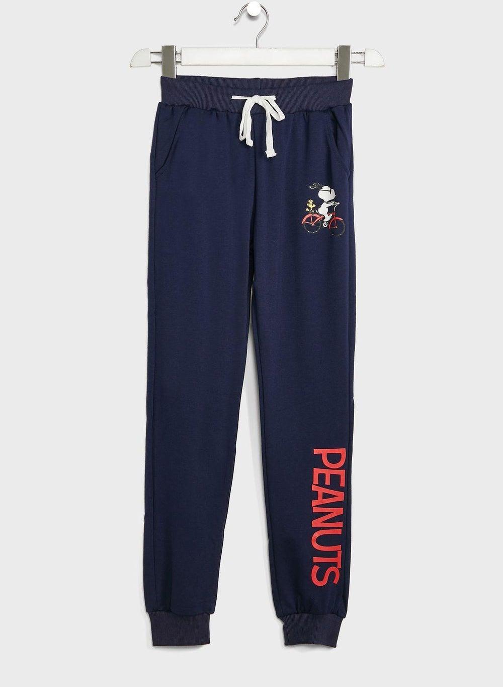Youth Snoopy Cotton Sweatpants with Adjustable Waist - Image 1