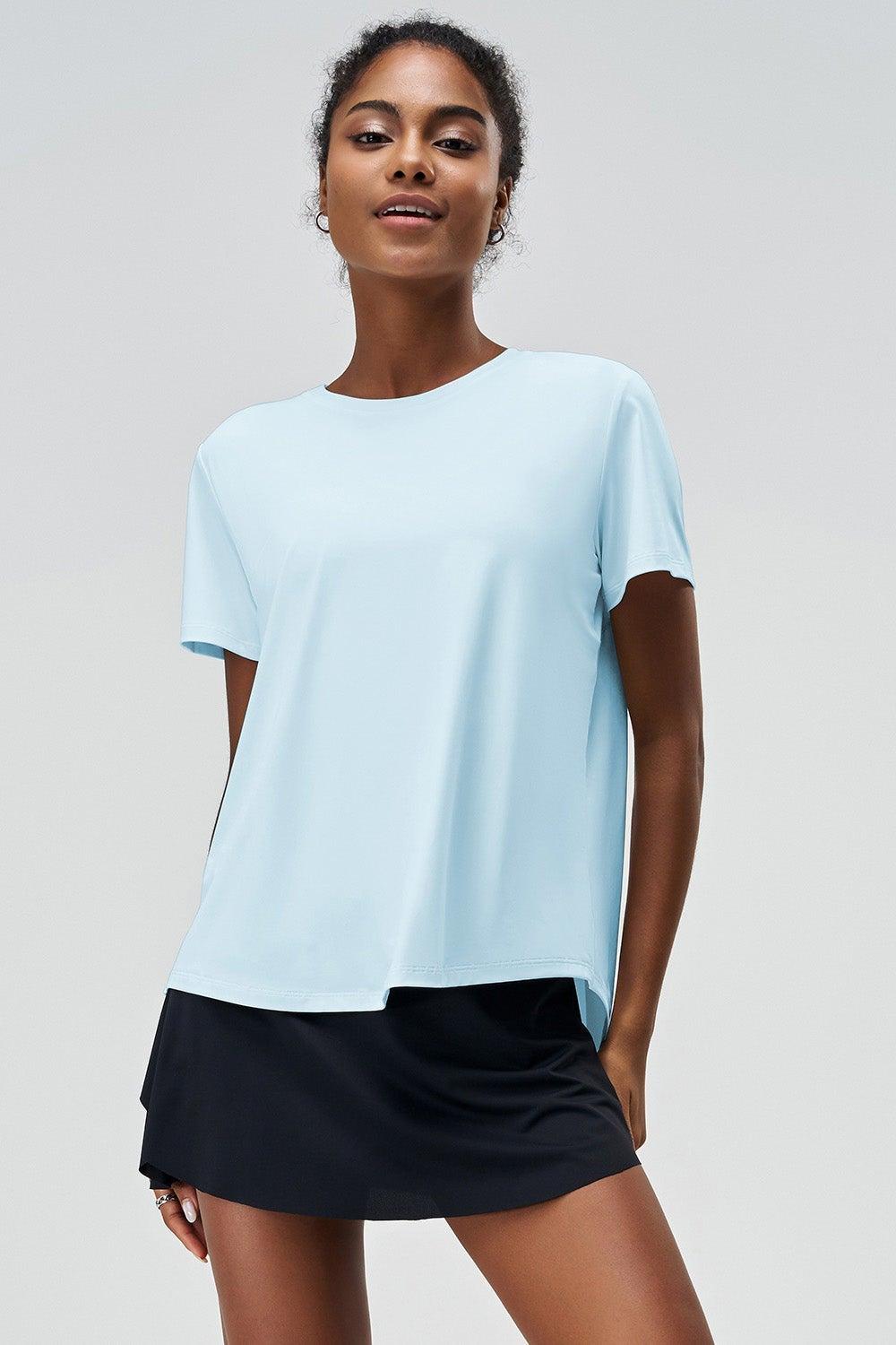 Women's Light Blue T-Shirt with Half Slit Back SVL - Image 1